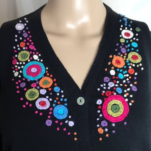 Mfaboston Embroidered Cardigan Sweater Size 8 - Picture 2 of 6